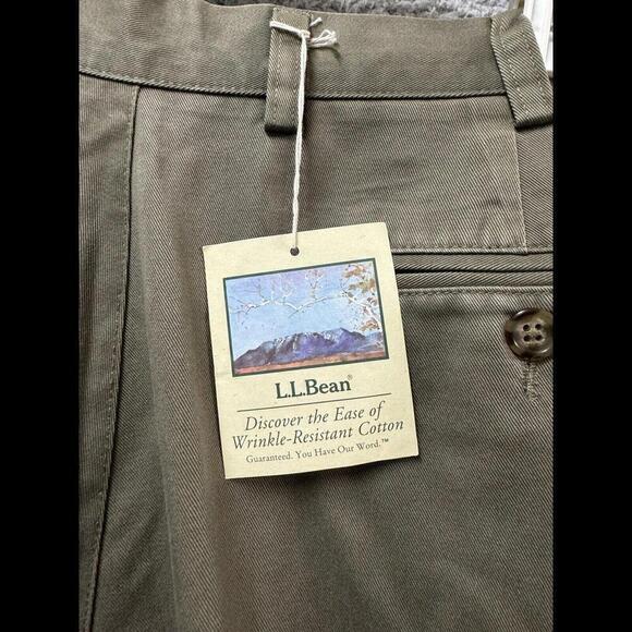 LL Bean Pants Mens 40 36 Khaki Beige Cotton Natural Fit Flat Front Straight Leg - Picture 11 of 12